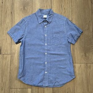 GAP Blue Casual Button Down Short Sleeve Linen Shirt Men’s Large
